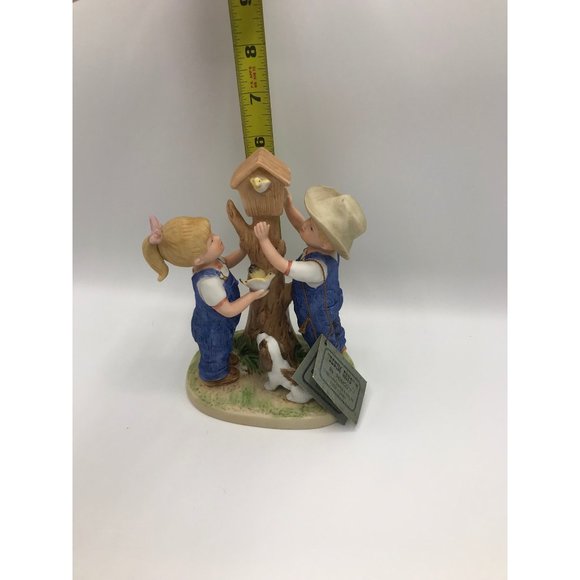 Vintage Homco 1985 Denim Days 8888 figurine Our Birdhouse Debbie & Danny - Picture 6 of 8